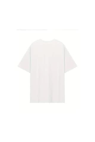 Cojans Baskılı Oversize Bisiklet Yaka T-shirt - Beyaz Karışık