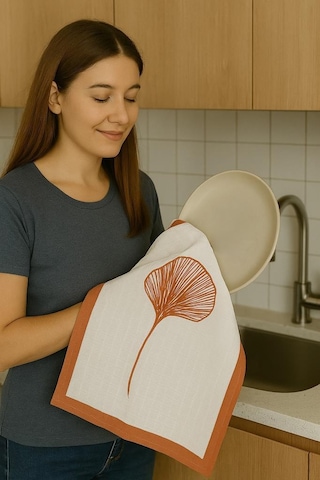 Müslin Kurulama Bezi 3'lü Set Desenli Yumuşak Ve Emici Mutfak Havlusu Beyaz
