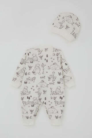 Breeze Kız Bebek Tulum Piknik Zamanı Orman Temalı Sevimli Dostlar 0-6 Ay, Ekru