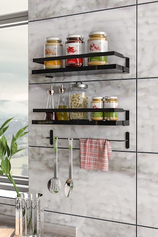Olea Dekoratif Duvar Rafı Banyo Mutfak Düzenleyici Set - SS