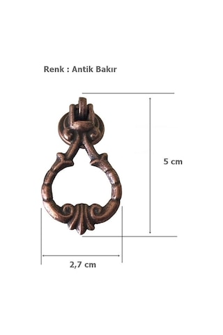 5 Adet Çiçekli Sarkaç Eskitme Düğme Antik Bakır Mobilya Kulp