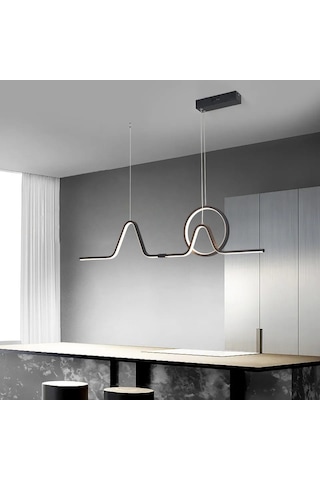 3 Renkli Ledli Modern Akıllı Sarkıt Avize / Eskiz Sarkıt / 100 Cm Antrasit