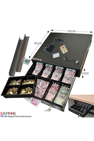 6 Banknot Gözlü Kolay Açma Butonlu Ve Montaj Askılı Takım Halinde Para Çekmecesi 41x41x11cm