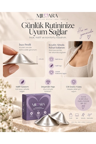 Milvara 999 Ayar Gümüş Kaplama Göğüs Ucu Koruyucu Kapak Büyük Boy