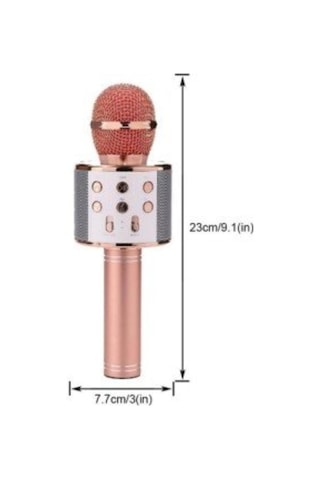 Buffer Şarj Edilebilir Telefon Ve Usb Bağlantılı Karaoke Mikrofon Rose Gold