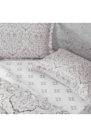 Taç Pamuk Saten Nevresim Takım Cassandra Gri Çift Kişilik Gri