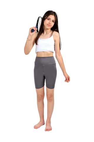 Erdem Kıds Kız Çocuk Yüksek Bel, Biker, Casual, Koşu, Yürüyüş, Spor, Atletik, Egzersiz, Fittness, Kısa Tayt Antrasit Antrasit
