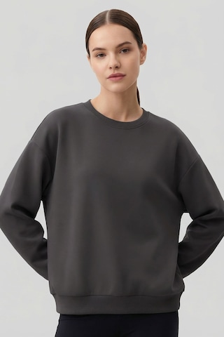Tommy Life Basic Oversıze O Yaka 3lü Paket Koyu Gri-bej- Yaban Gülü Kadın Sweatshirt - 97053 Gri - Mor