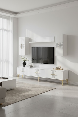 Tvr1832bg Slim Tv Ünitesi Takımı Beyaz-gold 180cm