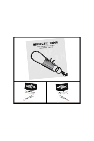 Uyguna-yakala No: 4 12 Adet Fishack Paslanmaz Klipsli Fırdöndü Füme-rdn.043