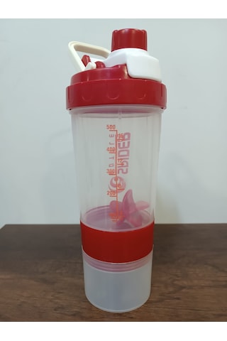 Sızdırmaz Ve Ve Vidalı Kapaklı Plastik Shaker Şefaf Kırmızı