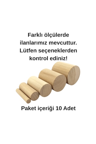 Ahşap Silindir Parça 10 Adet Dıy Hobi Maket Montessori Oyuncak Dekor Mobilya Yapım Malzemesi