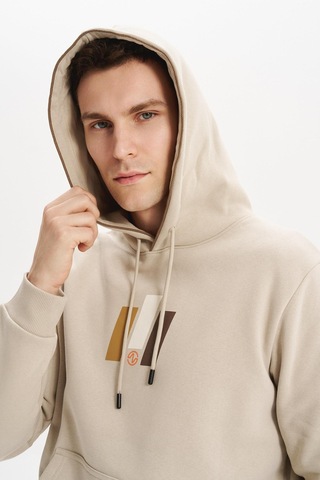 AR-MA Arma Erkek Kapüşonlu Sweatshirt Kanguru Cepli, 3 İplik Şardonlu, Regular Fit, %70 Pamuk %30 Polyester K30254628502 Bej