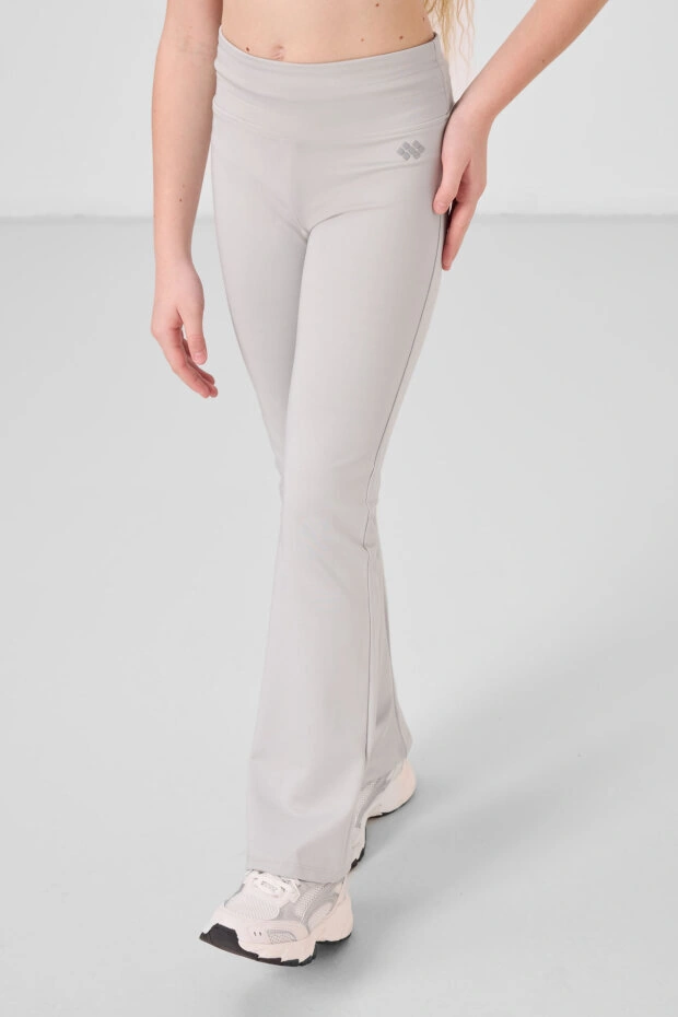 Esnek Performans İspanyol Paça 2li Paket Antrasit-taş Kız Çocuk Tayt - 75193 Antrasit - Gri