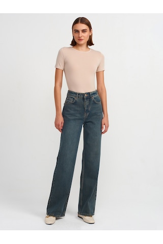 Dilvin Bisiklet Yaka Basic T-shirt 101a30747 Bej