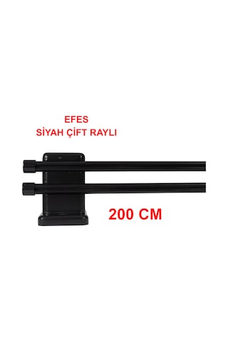 Efes Ahşap Başlıklı Alüminyum Kanallı ''çift Raylı'' Modern Rustik-siyah 200 Cm Siyah