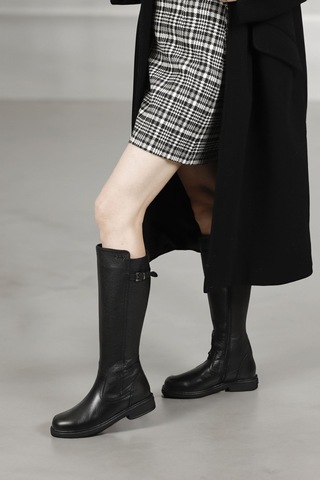 Gönderir Kadın Siyah Floter Fermuarlı Kauçuk Taban Hakiki Deri Çizme Gkzc13444570 Siyah