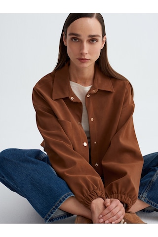Dilvin 60781 Süet Bomber Ceket-taba Taba
