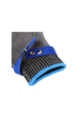 Mufunye L Beden Mavi Kanca Inox Tel Eldiveni - Kesiciye Dayanıklı, Çizik Koruyucu, Tek Adet Sağ/sol El Uyumlu