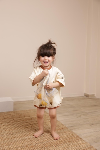 Zeytin Baskılı Oversize Tulum Bej