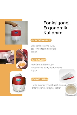 5 Lt Piknik Termos 1003 Super Picnic Cooler Jug -337 Kırmızı