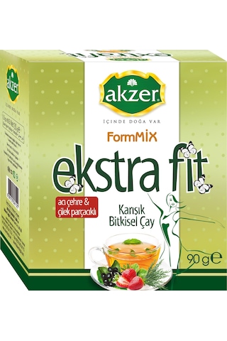 Akzer FormMix Ekstra Fit Acı Çehre & Çilek Parçacıklı Karışık Bitki Süzen Poşet Çay 60 x 1.5 G
