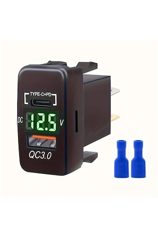 Fochsia 1pc Hizli Sarj 3.0 Ve Pd Cift Usb Portlu Usb Type-c Priz Adaptoru Mat Yuzey 36v Toyota Araclar Icin