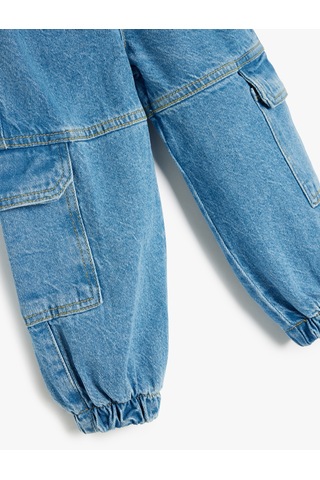 Koton Yüksek Bel Kargo Cepli Pamuklu Jogger Kot Pantolon Orta İndigo 5smg40009ad İndigo