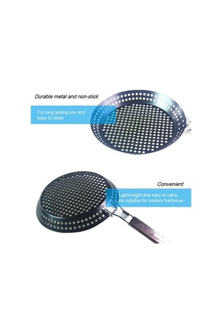 Pazly Yapışmaz Metal Katlanır Ahşap Saplı Izgara Tava H33818, Çok Renkli Çok Renkli