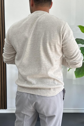 Edwox Erkek Bisiklet Yaka Normal Kalıp Kazak Krem Edw410 Krem