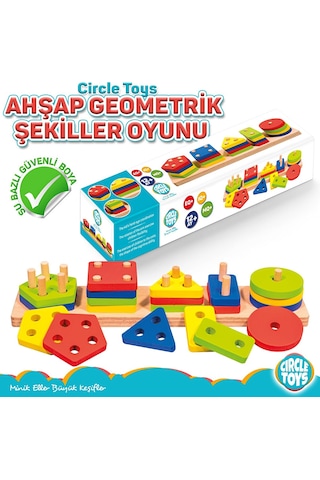 Ahşap Geometrik Şekiller 5'li 5 Adet