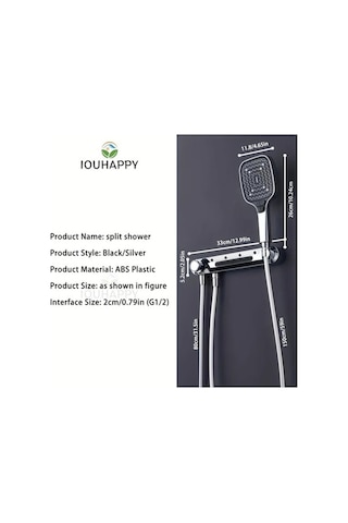 Fastbuy Challenger Iouhappy Siyah Duvar Tipi Çiftli Duş Sistemi 3 Mod Yağmur Masaj El Duşu Hızlı Kurulum Siyah