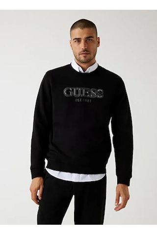 Guess M5bq08k9z21 Cn Basic Erkek Sweatshirt Siyah