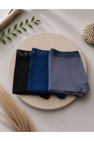 Mutig Tencel Modal Erkek Boxer 3'lü Siyah - Lacivert