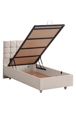 Almada Tek Kişilik Baza Başlık Letto Yatak Seti - Krem 90 x 190
