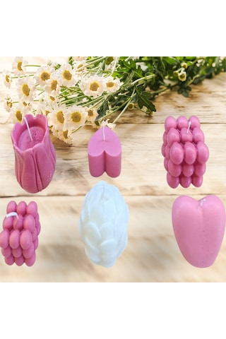 Doğal Yapım Kokulu 6 Lı Set Dekoratif Mum