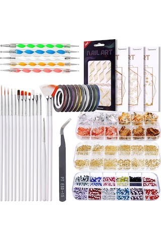 Geeksen 15'li Profesyonel Tırnak Fırça Seti - Nokta Kalemleri, Pullar Ve Taşlarla Tasarım Yapın