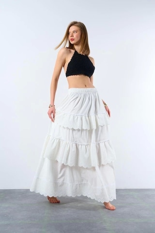Katlı Pileli Etek - Ekru Ekru