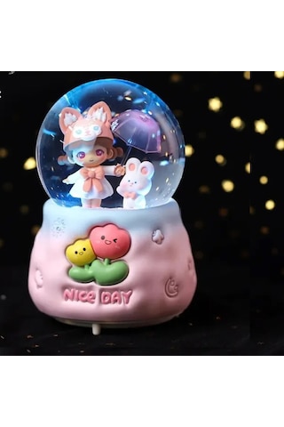 Güzel Bir Gün Büyük Boy Püskürtmeli Müzikli Işıklı Kar Küresi