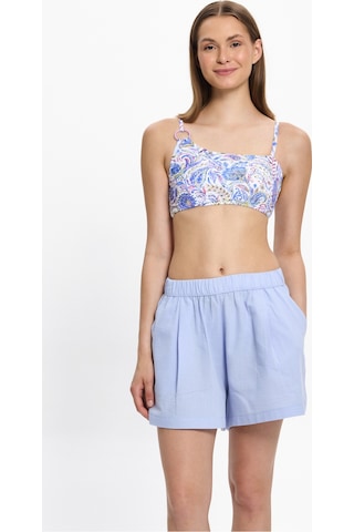 Toosalty Kadın %100 Cotton Kısa Cepli Plaj Şortu 25pl10st Mavi