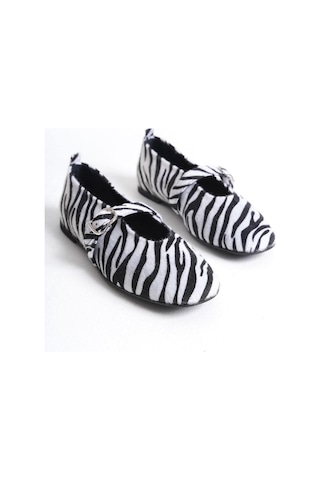 Mubiano Hakiki Deri Collection Kadın Bant Detaylı Babet Zebra - Mcrgn8035 - Zbr Zebra