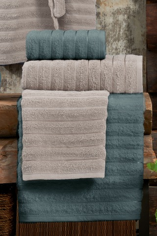 Elart Soft Bornoz Aile Seti 6 Parça 70x135 Cm Bej-yeşil Yeşil