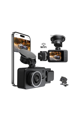 Çeşithane 3 Kanallı Wi-fi Araç İçi Kamera - 2.0 İnç Ekranlı, Full Hd 1080p Ön, Arka Ve İç Üçlü Lens