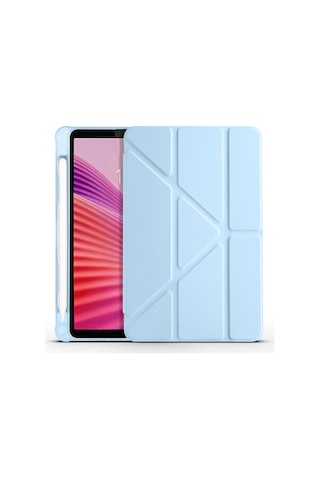 Maks Technology Lenovo Tab One 8.7 Tb-305fu Kılıf Mkst Tri Folding Kalem Bölmeli Standlı Kılıf - Mavi Tablet Kılıfı