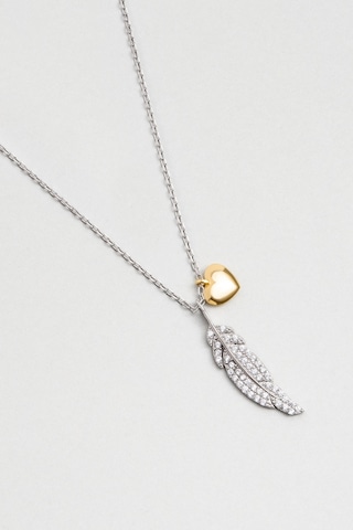 So Chic Mistik Tüy 18 Ayar Beyaz Altın Kaplama 45 Cm Gümüş Kolye Rodyum
