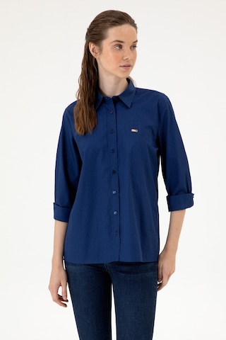 U.s. Polo Assn. Kadın İndigo Gömlek Desenli 50316699-vr028 Indigo
