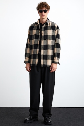 Wıldy Erkek Pamuk-polyester Gömlek Yaka Relaxed Oduncu Bej Gömlek