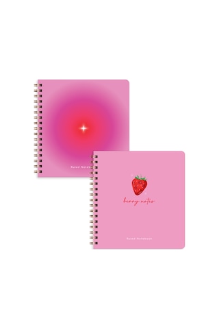 15x16 Spiralli Karton Kapak 2'li Çizgili Not Defter Seti - Aura Çok Renkli