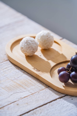 Acar Bambu İki Bölmeli Sunumluk - 19.5 Cm Ahşap-bej
