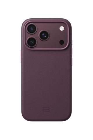 İphone 18 Pro Max Uyumlu 6.9 Nappa Premium Vegan Deri Magsafe Kılıf Vişne